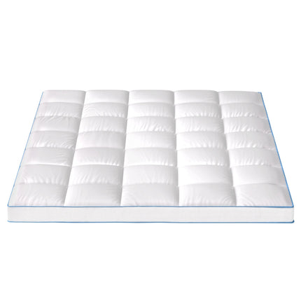 Giselle Bedding 1500GSM Bamboo Pillowtop Mattress Topper 10cm Thick Pad for Back Pain Relief, High Loft Cooling Underlay for Dorm & Guest Bed, 45cm Deep Pocket Queen.