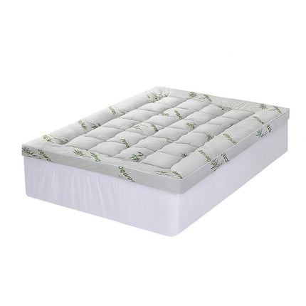 Giselle Bedding 1500GSM Pillowtop Mattress Topper Bamboo Mattress Pad for Back Pain Relief Washable 11cm Thick Bed Cover with 45cm Deep Pocket Double.