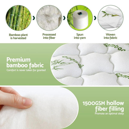 Giselle Bedding 1500GSM Pillowtop Mattress Topper Bamboo Mattress Pad for Back Pain Relief Washable 11cm Thick Bed Cover with 45cm Deep Pocket Double.