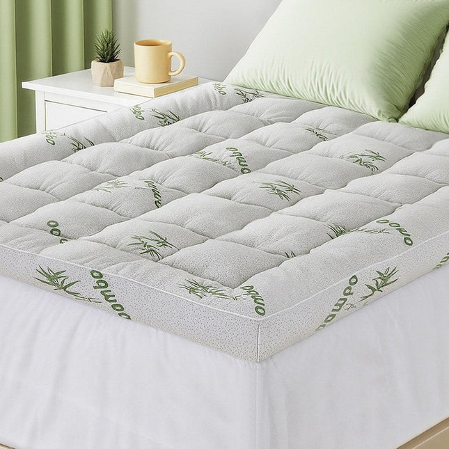 Giselle Bedding 1500GSM Pillowtop Mattress Topper Bamboo Mattress Pad for Back Pain Relief Washable 11cm Thick Bed Cover with 45cm Deep Pocket Double.