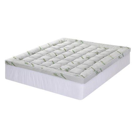 Giselle Bedding 1500GSM Pillowtop Mattress Topper Bamboo Mattress Pad for Back Pain Relief Washable 11cm Thick Bed Cover with 45cm Deep Pocket King.