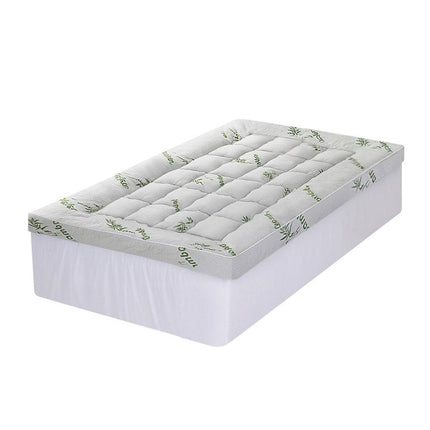 Giselle Bedding 1500GSM Pillowtop Mattress Topper Bamboo Mattress Pad for Back Pain Relief Washable 11cm Thick Bed Cover with 45cm Deep Pocket Single.