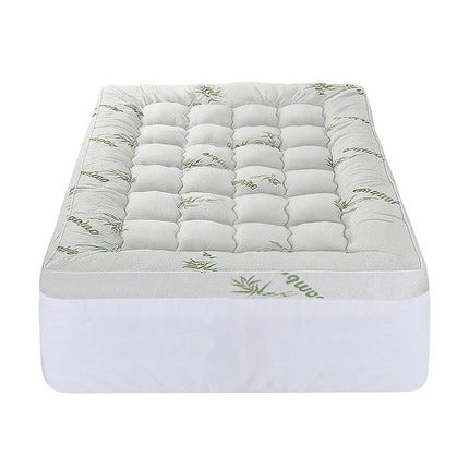 Giselle Bedding 1500GSM Pillowtop Mattress Topper Bamboo Mattress Pad for Back Pain Relief Washable 11cm Thick Bed Cover with 45cm Deep Pocket Single.