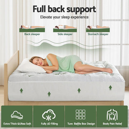 Giselle Bedding 5cm Pillowtop Mattress Topper 1000GSM Thick Soft Bamboo Cooling Pad for Back Pain Relief & Guest Bed, Washable Overfilled Cover with 45cm Deep Pocket Double.