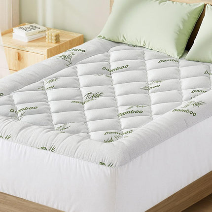Giselle Bedding 5cm Pillowtop Mattress Topper 1000GSM Thick Soft Bamboo Cooling Pad for Back Pain Relief & Guest Bed, Washable Overfilled Cover with 45cm Deep Pocket Double.