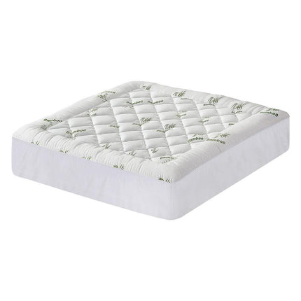 Giselle Bedding 5cm Pillowtop Mattress Topper 1000GSM Thick Soft Bamboo Cooling Pad for Back Pain Relief & Guest Bed, Washable Overfilled Cover with 45cm Deep Pocket King.
