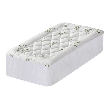 Giselle Bedding 5cm Pillowtop Mattress Topper 1000GSM Thick Soft Bamboo Cooling Pad for Back Pain Relief & Guest Bed, Washable Overfilled Cover with 45cm Deep Pocket Single.