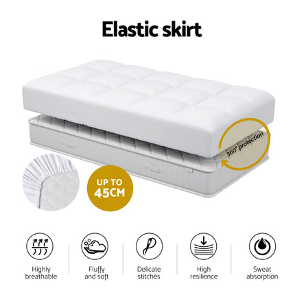 Giselle Bedding Baby Cot Pillowtop Mattress Topper 750GSM Bamboo Cooling Pad for Temperature Regulation, Machine Washable Bed Protector.