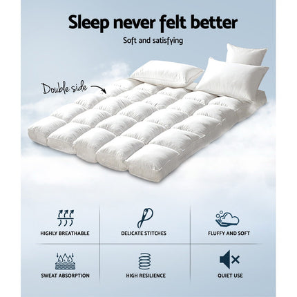 Giselle Bedding 5cm Bamboo Pillowtop Mattress Topper 1000GSM Mattress Pad for Back Pain Relief Washable Breathable Protector with 45cm Deep Pocket Double.