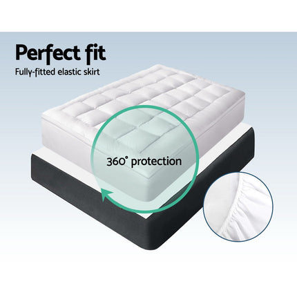 Giselle Bedding 5cm Bamboo Pillowtop Mattress Topper 1000GSM Mattress Pad for Back Pain Relief Washable Breathable Protector with 45cm Deep Pocket Double.
