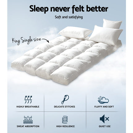 Giselle Bedding 5cm Bamboo Pillowtop Mattress Topper 1000GSM Mattress Pad for Back Pain Relief Washable Breathable Protector with 45cm Deep Pocket King Single.