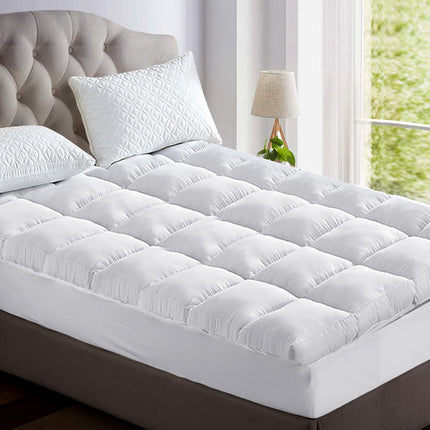 Giselle Bedding 5cm Bamboo Pillowtop Mattress Topper 1000GSM Mattress Pad for Back Pain Relief Washable Breathable Protector with 45cm Deep Pocket Single.