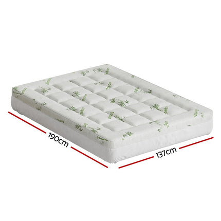 Giselle Bedding Pillowtop Mattress Topper 7.5cm Thick Bamboo Pad for Back Pain Relief Washable Skin-friendly Bed Protector with 45cm Deep Pocket Double.