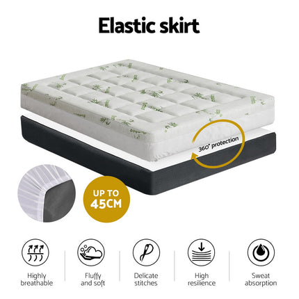 Giselle Bedding Pillowtop Mattress Topper 7.5cm Thick Bamboo Pad for Back Pain Relief Washable Skin-friendly Bed Protector with 45cm Deep Pocket Double.