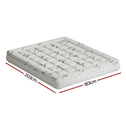 Giselle Bedding Pillowtop Mattress Topper 7.5cm Thick Bamboo Pad for Back Pain Relief Washable Skin-friendly Bed Protector with 45cm Deep Pocket King.