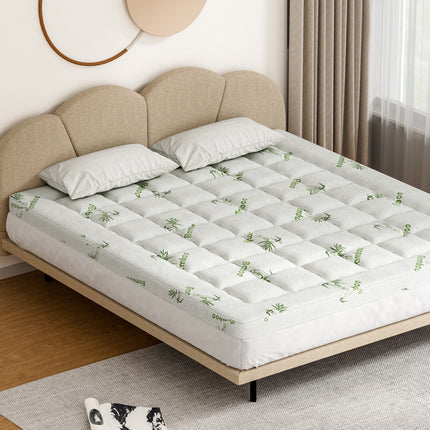 Giselle Bedding Pillowtop Mattress Topper 7.5cm Thick Bamboo Pad for Back Pain Relief Washable Skin-friendly Bed Protector with 45cm Deep Pocket King.