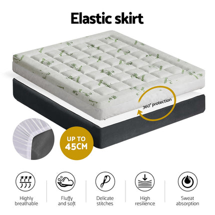 Giselle Bedding Pillowtop Mattress Topper 7.5cm Thick Bamboo Pad for Back Pain Relief Washable Skin-friendly Bed Protector with 45cm Deep Pocket King.