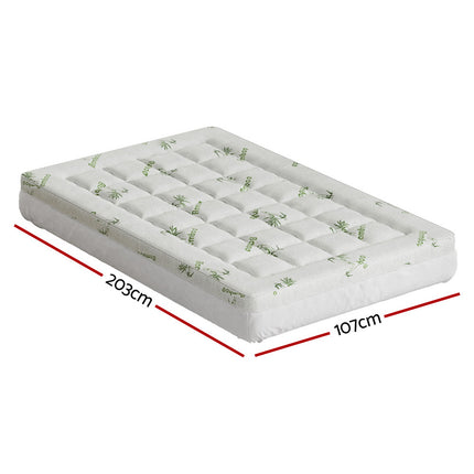 Giselle Bedding Pillowtop Mattress Topper 7.5cm Thick Bamboo Pad for Back Pain Relief Washable Skin-friendly Bed Protector with 45cm Deep Pocket King Single.