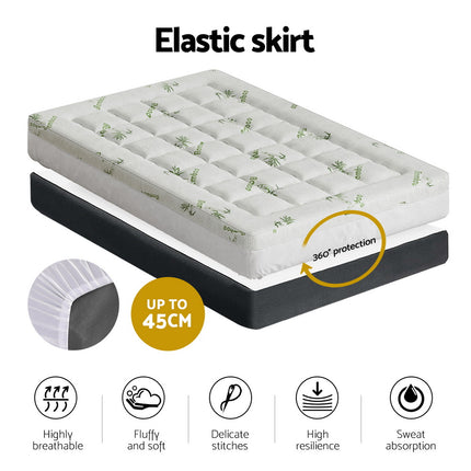 Giselle Bedding Pillowtop Mattress Topper 7.5cm Thick Bamboo Pad for Back Pain Relief Washable Skin-friendly Bed Protector with 45cm Deep Pocket King Single.