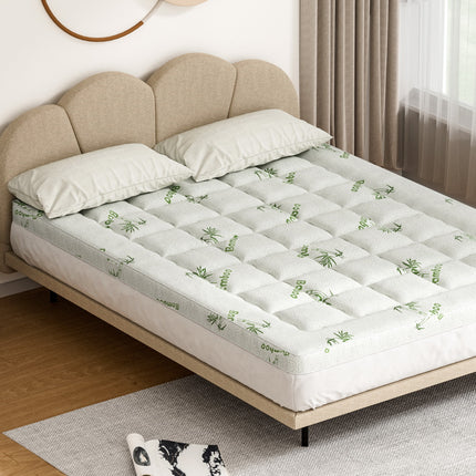 Giselle Bedding Pillowtop Mattress Topper 7.5cm Thick Bamboo Pad for Back Pain Relief Washable Skin-friendly Bed Protector with 45cm Deep Pocket Queen.