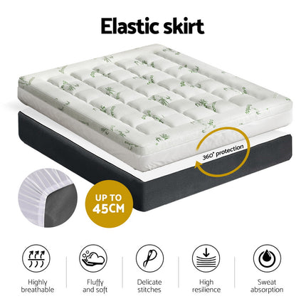 Giselle Bedding Pillowtop Mattress Topper 7.5cm Thick Bamboo Pad for Back Pain Relief Washable Skin-friendly Bed Protector with 45cm Deep Pocket Queen.