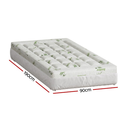 Giselle Bedding Pillowtop Mattress Topper 7.5cm Thick Bamboo Pad for Back Pain Relief Washable Skin-friendly Bed Protector with 45cm Deep Pocket Single.
