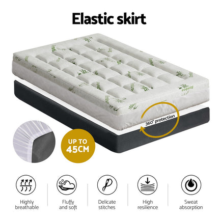 Giselle Bedding Pillowtop Mattress Topper 7.5cm Thick Bamboo Pad for Back Pain Relief Washable Skin-friendly Bed Protector with 45cm Deep Pocket Single.
