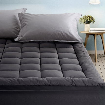 Giselle Bedding Bamboo Charcoal Filling Pillowtop Topper 1000GSM 5cm Thick Pillowtop Pad for Back Pain Relief Washable with 45cm Deep Pocket King.