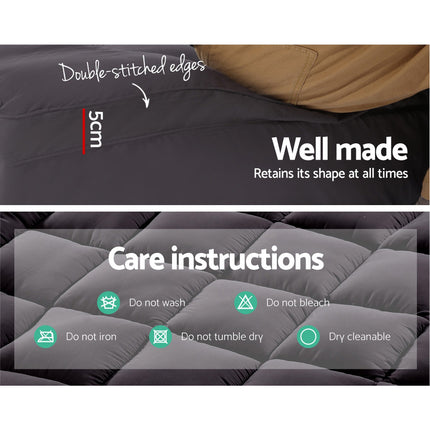 Giselle Bedding Bamboo Charcoal Filling Pillowtop Topper 1000GSM 5cm Thick Pillowtop Pad for Back Pain Relief Washable with 45cm Deep Pocket King.