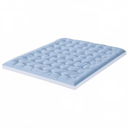 Giselle Bedding Pillowtop Mattress Topper 5cm Reversible Cooling & Soft Coral Fleece Pad for Back Pain Relief, Washable Skin-friendly Bed Protector with 45cm Deep Pocket Double.