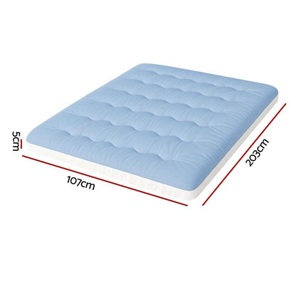 Giselle Bedding Pillowtop Mattress Topper 5cm Reversible Cooling & Soft Coral Fleece Pad for Back Pain Relief, Washable Skin-friendly Bed Protector with 45cm Deep Pocket King Single.