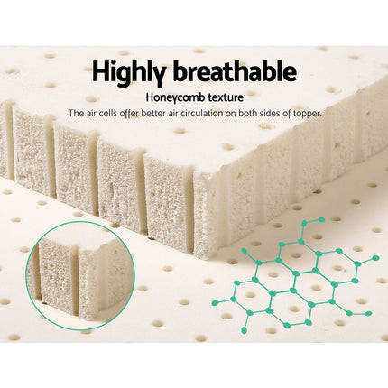 Giselle Bedding Latex Mattress Topper, 5cm Thick Cooling Bed Pad for Side Sleepers Pain Relief, 7 Zone Foldable Mat with Washable Cover for Guest Room Bedroom Double.