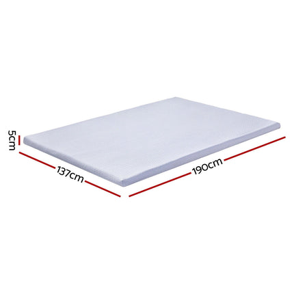 Giselle Bedding Natural Latex Mattress Topper, 7-Zone Pressure Relief Bed Pad for Back Pain, Ice Silk Cooling Cover for Hot Sleepers, 5cm Firm Support, Double.