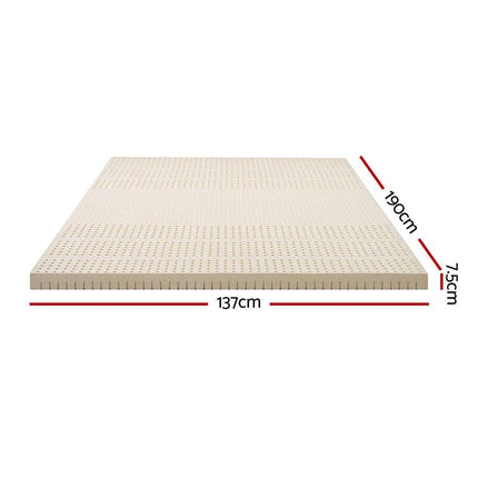 Giselle Bedding Latex Mattress Topper, 7.5cm Thick 7-Zone Pressure Relief Bed Pad with Washable Cover, Cooling Breathable Mat for Side Sleepers & Back Pain, Beige Double.