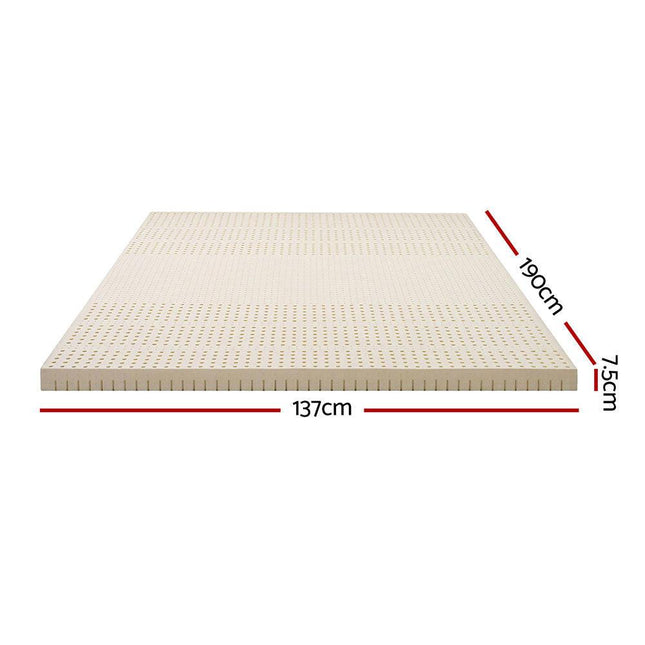 Giselle Bedding Latex Mattress Topper, 7.5cm Thick 7-Zone Pressure Relief Bed Pad with Washable Cover, Cooling Breathable Mat for Side Sleepers & Back Pain, Beige Double.
