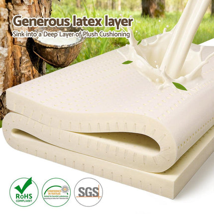 Giselle Bedding Latex Mattress Topper, 7.5cm Thick 7-Zone Pressure Relief Bed Pad with Washable Cover, Cooling Breathable Mat for Side Sleepers & Back Pain, Beige Double.