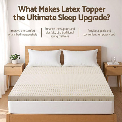 Giselle Bedding Latex Mattress Topper, 7.5cm Thick 7-Zone Pressure Relief Bed Pad with Washable Cover, Cooling Breathable Mat for Side Sleepers & Back Pain, Beige Double.