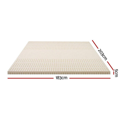 Giselle Bedding Latex Mattress Topper, 5cm Thick Cooling Bed Pad for Side Sleepers Pain Relief, 7 Zone Foldable Mat with Washable Cover for Guest Room Bedroom King.