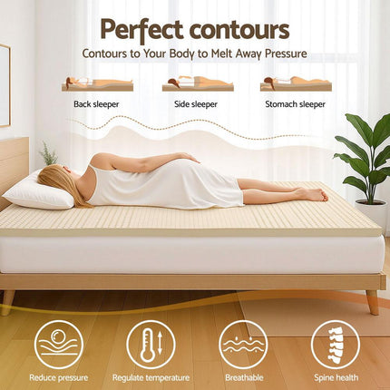 Giselle Bedding Latex Mattress Topper, 5cm Thick Cooling Bed Pad for Side Sleepers Pain Relief, 7 Zone Foldable Mat with Washable Cover for Guest Room Bedroom King.