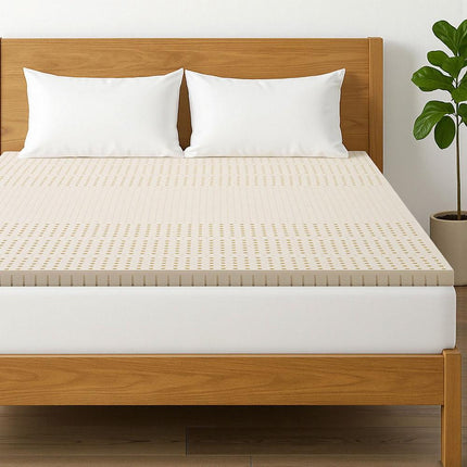 Giselle Bedding Latex Mattress Topper, 5cm Thick Cooling Bed Pad for Side Sleepers Pain Relief, 7 Zone Foldable Mat with Washable Cover for Guest Room Bedroom King.
