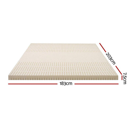 Giselle Bedding Latex Mattress Topper, 7.5cm Thick 7-Zone Pressure Relief Bed Pad with Washable Cover, Cooling Breathable Mat for Side Sleepers & Back Pain, Beige King.