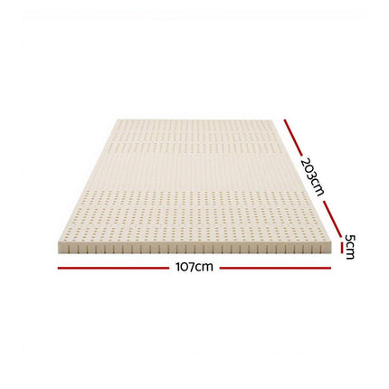 Giselle Bedding Latex Mattress Topper, 5cm Thick Cooling Bed Pad for Side Sleepers Pain Relief, 7 Zone Foldable Mat with Washable Cover for Guest Room Bedroom King Single.