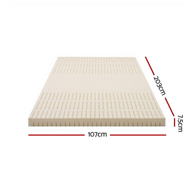 Giselle Bedding Latex Mattress Topper, 7.5cm Thick 7-Zone Pressure Relief Bed Pad with Washable Cover, Cooling Breathable Mat for Side Sleepers & Back Pain, Beige King Single.