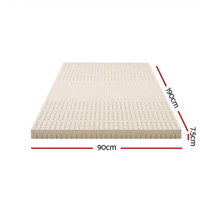 Giselle Bedding Latex Mattress Topper, 7.5cm Thick 7-Zone Pressure Relief Bed Pad with Washable Cover, Cooling Breathable Mat for Side Sleepers & Back Pain, Beige Single.