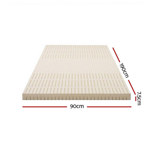 Giselle Bedding Latex Mattress Topper, 7.5cm Thick 7-Zone Pressure Relief Bed Pad with Washable Cover, Cooling Breathable Mat for Side Sleepers & Back Pain, Beige Single.