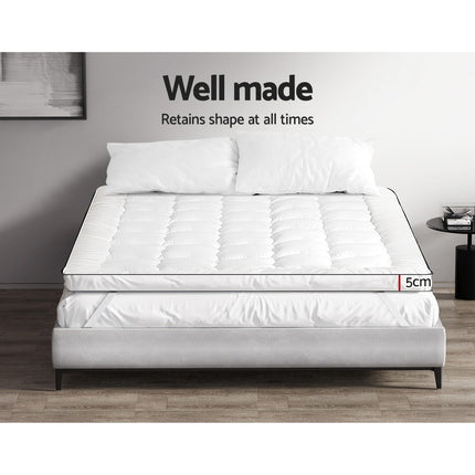 Giselle Bedding Pillowtop Mattress Topper 5cm Thick Mattress Pad for Back Pain Relief & Old Beds Machine Washable 500GSM Breathable Protector Double.