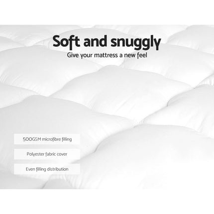 Giselle Bedding Pillowtop Mattress Topper 5cm Thick Mattress Pad for Back Pain Relief & Old Beds Machine Washable 500GSM Breathable Protector Queen.