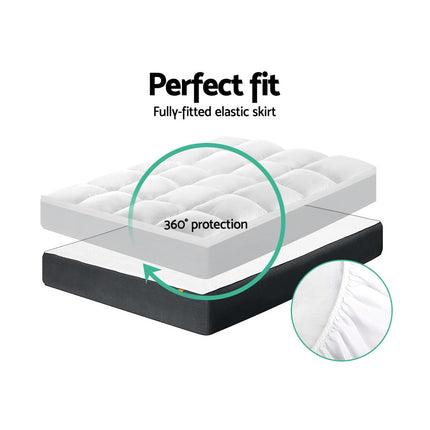 Giselle Bedding Pillowtop Mattress Topper 5cm Thick Pad for Back Pain Relief Washable Underlay Protector 1000GSM Microfibre Filling 45cm Deep Pocket Queen.
