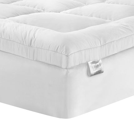 Giselle Bedding Pillowtop Mattress Topper 5cm Thick Pad for Back Pain Relief Washable Underlay Protector 1000GSM Microfibre Filling 45cm Deep Pocket Queen.