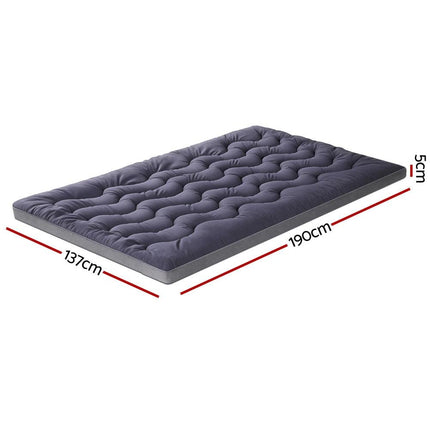 Giselle Bedding 5cm Pillowtop Topper Bamboo Polyester Blend Fibre Pad for Back Pain Relief Washable Overfilled Bed Protector 500GSM Double.